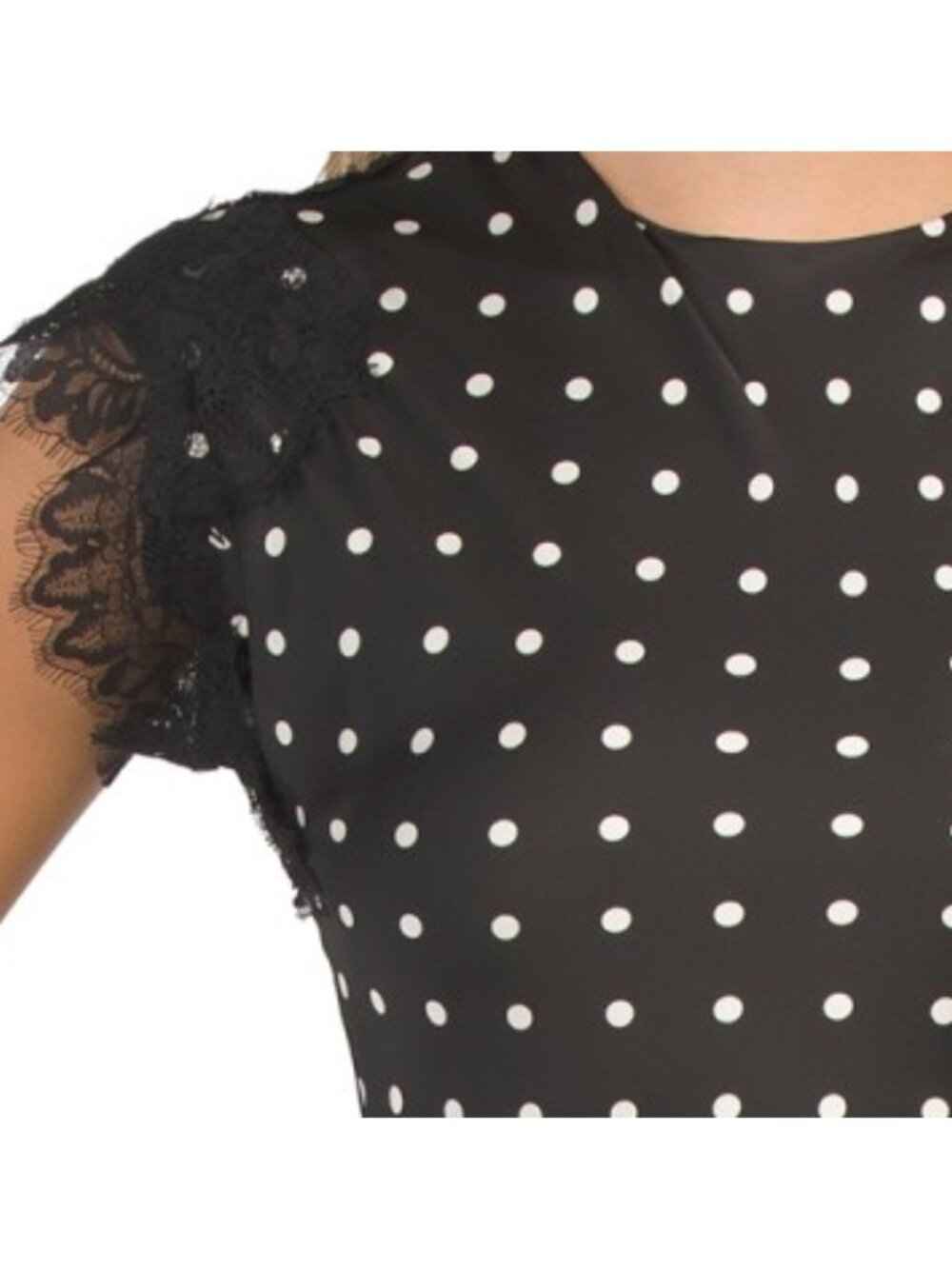 ZOE & CLAIRE Short Sleeve Lace Trim Polka Dot Maxi Dress - Picture 3 of 5